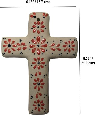 Generic LA CEIBA Designs, Colorful Hand Painted Mexican Ceramic Wall Cross (Royal blue) in Saudi Arabia