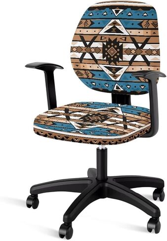 Southwestern Pattern Office Chair Cover Stretchable 2 Piece,Navajo Native American Tribal Computer Chair Backrest Cover and Seat Cushion Cover Elastic Desk Chair Cover in Saudi Arabia