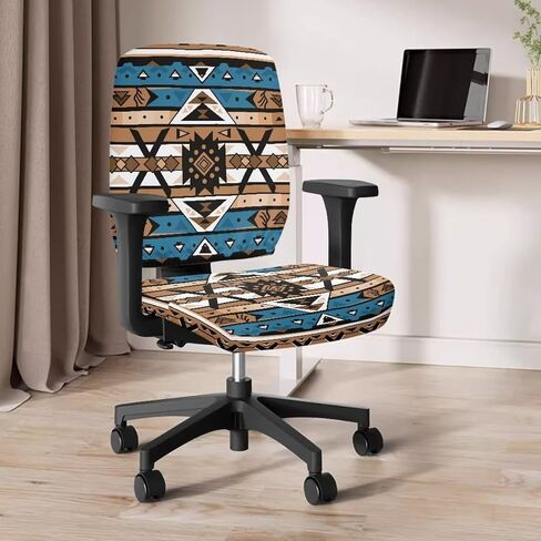 Southwestern Pattern Office Chair Cover Stretchable 2 Piece,Navajo Native American Tribal Computer Chair Backrest Cover and Seat Cushion Cover Elastic Desk Chair Cover in Saudi Arabia