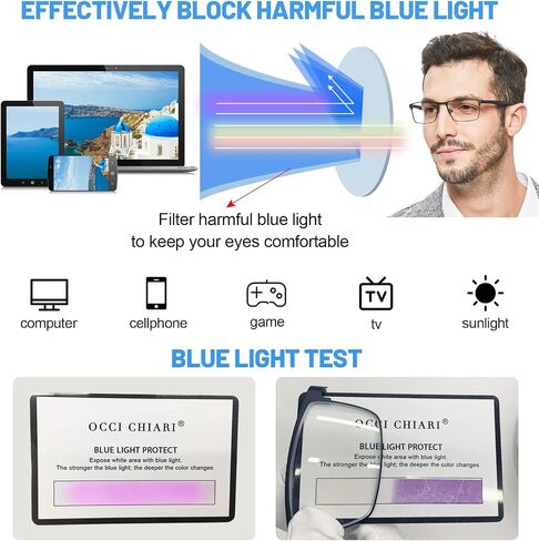 OCCI CHIARI Blue Light Filter Glasses For Men Square Eyeglasses Frame Computer Gaming Glasses Nerdy in Saudi Arabia