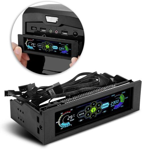 V BESTLIFE وحدة تحكم في سرعة المروحة جهاز كمبيوتر شخصي، وحدة تحكم في مروحة وحدة المعالجة المركزية، مستشعر درجة حرارة الكمبيوتر، محرك تبريد الكمبيوتر، لوحة LCD الأمامية in Kuwait