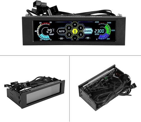 V BESTLIFE وحدة تحكم في سرعة المروحة جهاز كمبيوتر شخصي، وحدة تحكم في مروحة وحدة المعالجة المركزية، مستشعر درجة حرارة الكمبيوتر، محرك تبريد الكمبيوتر، لوحة LCD الأمامية in Kuwait