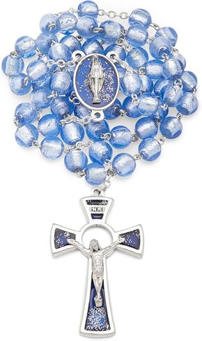 Mondo Cattolico Rosary Beads catholic for Women and Men from Vatican, Venetian Glass Rosary of the Miraculous Virgin - Perfect Catholic gifts in Saudi Arabia