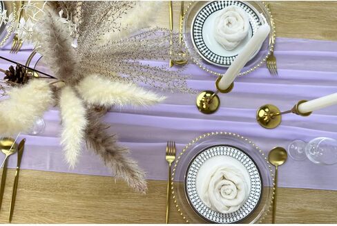 مفارش طاولة من الشيفون، مفارش طاولة زفاف شفافة ورومانسية، زينة لحفلات الزفاف (أحمر، 10 أقدام) in Kuwait