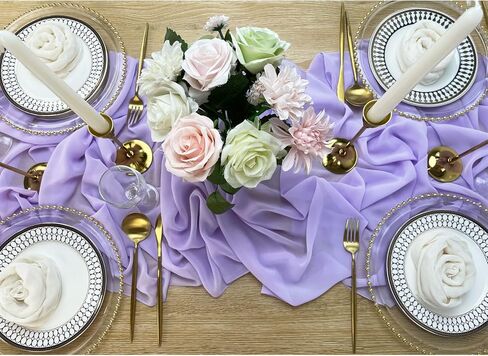 مفارش طاولة من الشيفون، مفارش طاولة زفاف شفافة ورومانسية، زينة لحفلات الزفاف (أحمر، 10 أقدام) in Kuwait