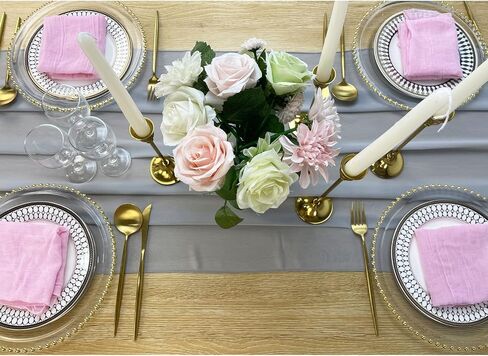 Chiffon Table Runners Romantic Sheer Wedding Table Runner Top Table Bridal Party Decoration (Red, 10ft) in Saudi Arabia