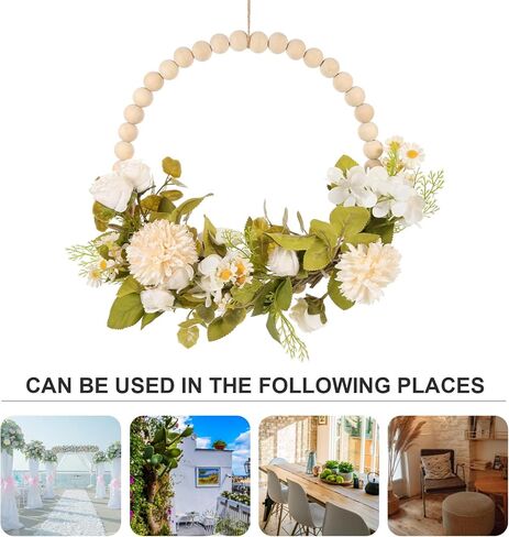 Cabilock Faux Wood Bead Garland Indoor Hanging Decoration Artificial Garland Wreaths for Front Door Garland in Saudi Arabia