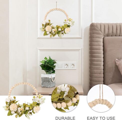Cabilock Faux Wood Bead Garland Indoor Hanging Decoration Artificial Garland Wreaths for Front Door Garland in Saudi Arabia