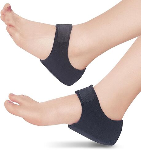 Heel Cups for Heel Pain Plantar Fasciitis 【Updated Version】 Men and Women Adjustable Heel Sleeves Pain Relief Heel Protectors for Spurs Achilles Tendonitis Sore Bruising (Black, W 4.5-9.5 / M 5-8) in Saudi Arabia
