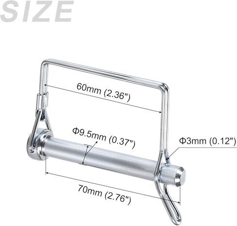دبوس توصيل أمان مربع (9.5 × 70 مم)، قطعتان من دبوس قفل عمود من الفولاذ الكربوني مع الأذن - لبناء المنزل، والجرارات، والمقطورات، والشاحنات، والجزازات in Kuwait