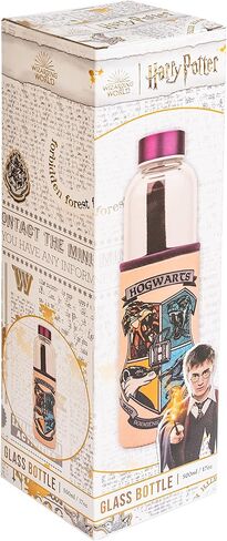 Grupo Erik Harry Potter Glass Water Bottle - 500ml / 17oz - Glass Bottle - Hot&Cold Water Bottle - Water Bottle 500ml - Harry Potter Water Bottle - Harry Potter Merchandise - Harry Potter Gifts in Saudi Arabia