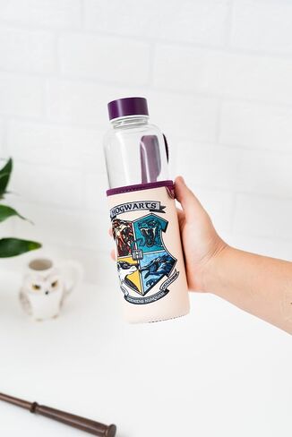 Grupo Erik Harry Potter Glass Water Bottle - 500ml / 17oz - Glass Bottle - Hot&Cold Water Bottle - Water Bottle 500ml - Harry Potter Water Bottle - Harry Potter Merchandise - Harry Potter Gifts in Saudi Arabia