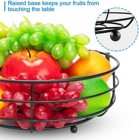 Bextsrack 2-Tier Countertop Fruit Basket Bowl with Banana Hanger, Metal Wire Fruits Stand Holder Storage Organizer for Kitchen, Black in Saudi Arabia