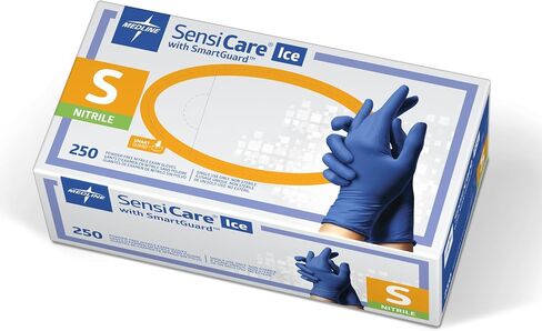 Medline MDS6800 SensiCare Ice Nitrile Exam Glove, Powder-Free with SmartGuard Film, 9.5" Length, XS, Dark Blue, Pack of 2500 in Saudi Arabia