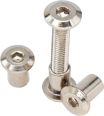 BinifiMux 10-Set M8x45mm برشام غاطسة عرافة غطاء البراغي وصواميل أسطوانة الرأس السداسية لكراسي أسرة الأثاث، مطلي بالنيكل in Kuwait