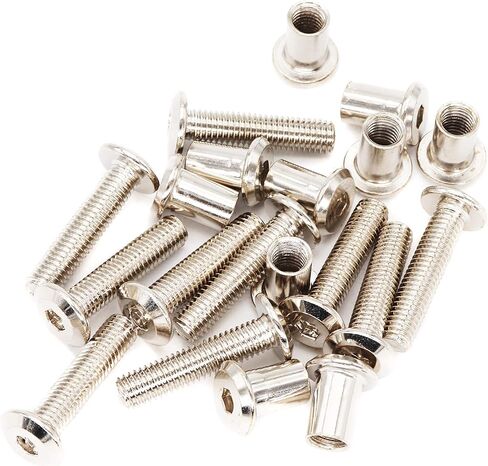 BinifiMux 10-Set M8x45mm برشام غاطسة عرافة غطاء البراغي وصواميل أسطوانة الرأس السداسية لكراسي أسرة الأثاث، مطلي بالنيكل in Kuwait