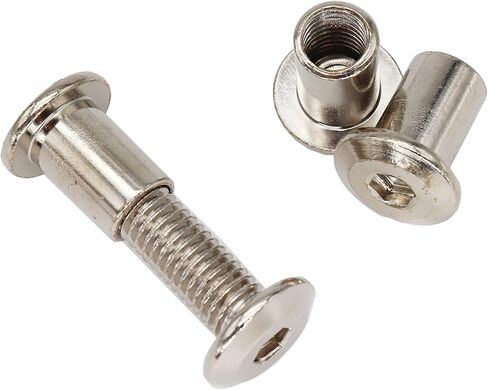 BinifiMux 10-Set M8x45mm برشام غاطسة عرافة غطاء البراغي وصواميل أسطوانة الرأس السداسية لكراسي أسرة الأثاث، مطلي بالنيكل in Kuwait