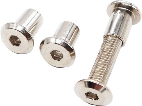 BinifiMux 10-Set M8x45mm برشام غاطسة عرافة غطاء البراغي وصواميل أسطوانة الرأس السداسية لكراسي أسرة الأثاث، مطلي بالنيكل in Kuwait