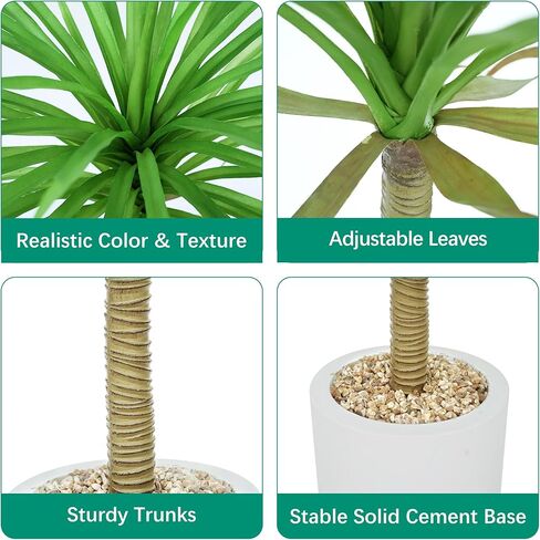 Aritificial Tree 4.3Ft Faux Dracaena Draco Agave Plants in Stable Pot for Home Decor Outdoor or Indoor Office Decoration Housewarming Gift in Kuwait