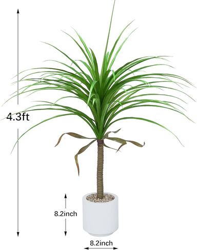Aritificial Tree 4.3Ft Faux Dracaena Draco Agave Plants in Stable Pot for Home Decor Outdoor or Indoor Office Decoration Housewarming Gift in Kuwait