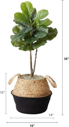 Nearly Natural 3ft. Artificial Fiddle Leaf Fig Tree with Handmade Cotton & Jute Woven Planter DIY Kit - Set of 2 in Saudi Arabia