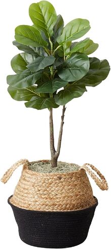 Nearly Natural 3ft. Artificial Fiddle Leaf Fig Tree with Handmade Cotton & Jute Woven Planter DIY Kit - Set of 2 in Saudi Arabia