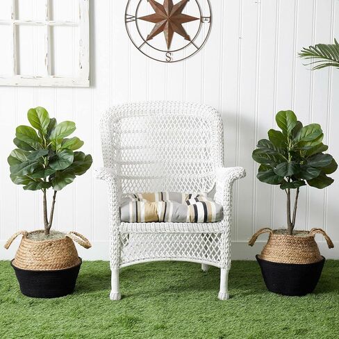 Nearly Natural 3ft. Artificial Fiddle Leaf Fig Tree with Handmade Cotton & Jute Woven Planter DIY Kit - Set of 2 in Saudi Arabia