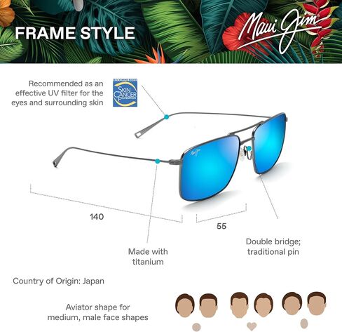 Maui Jim Men's Aeko Polarized Aviator Sunglasses in Saudi Arabia