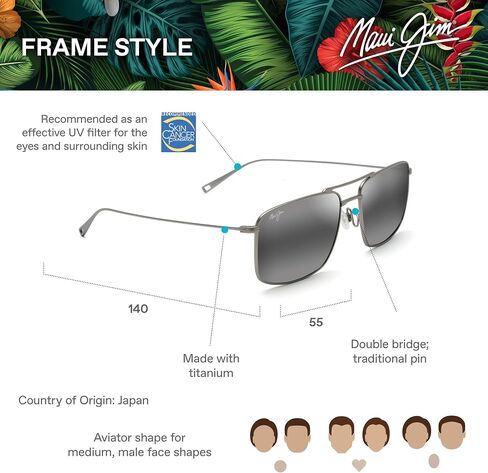 Maui Jim Men's Aeko Polarized Aviator Sunglasses in Saudi Arabia