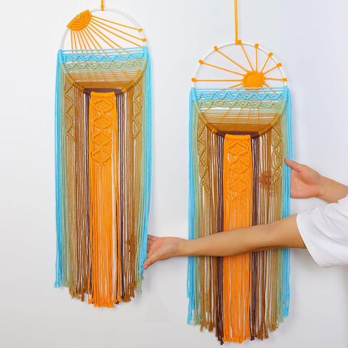 Betylifoy غروب الشمس Macrame الجدار شنقا نسيج الشمس حلم الماسك المنسوجة شرابة بوهو كبير Dreamcatcher شروق الشمس Macrame المفروشات جدار الفن ديكور لغرفة النوم الحضانة غرفة المعيشة (غروب الشمس) in Kuwait