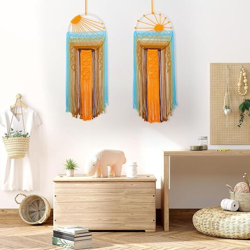 Betylifoy غروب الشمس Macrame الجدار شنقا نسيج الشمس حلم الماسك المنسوجة شرابة بوهو كبير Dreamcatcher شروق الشمس Macrame المفروشات جدار الفن ديكور لغرفة النوم الحضانة غرفة المعيشة (غروب الشمس) in Kuwait