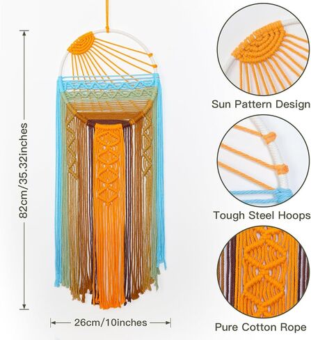 Betylifoy غروب الشمس Macrame الجدار شنقا نسيج الشمس حلم الماسك المنسوجة شرابة بوهو كبير Dreamcatcher شروق الشمس Macrame المفروشات جدار الفن ديكور لغرفة النوم الحضانة غرفة المعيشة (غروب الشمس) in Kuwait