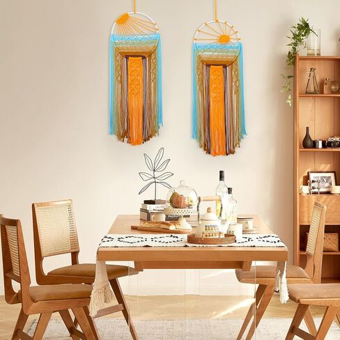 Betylifoy غروب الشمس Macrame الجدار شنقا نسيج الشمس حلم الماسك المنسوجة شرابة بوهو كبير Dreamcatcher شروق الشمس Macrame المفروشات جدار الفن ديكور لغرفة النوم الحضانة غرفة المعيشة (غروب الشمس) in Kuwait
