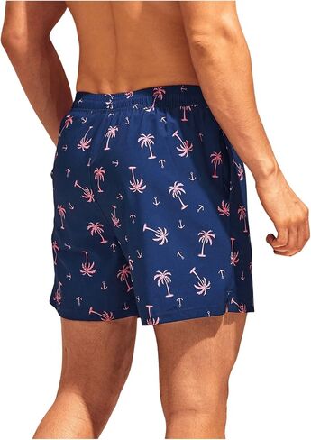 Verdusa Men's Summer Drawstring Elastic Waist Printed Swim Shorts Bathing Suits with Pockets in Saudi Arabia