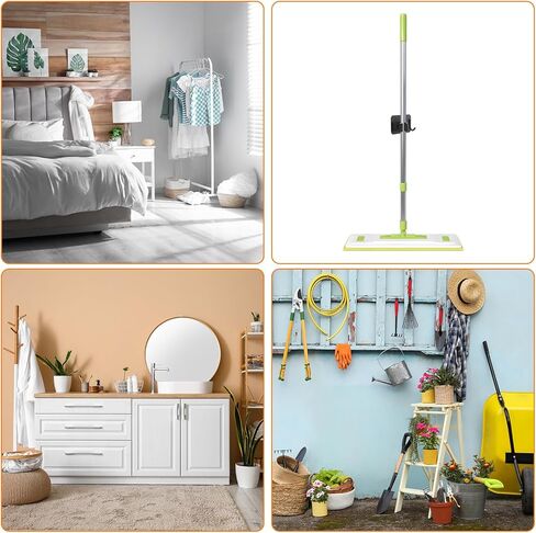 uxcell 4pcs Mop Broom Holder Wall Mount, 304 Stainless Steel Mop Holder Self Adhesive Broom Hanger with Screws, Suitable for Bathroom, Laundry Room, Grey in Saudi Arabia