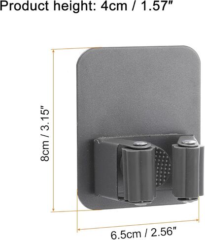 uxcell 4pcs Mop Broom Holder Wall Mount, 304 Stainless Steel Mop Holder Self Adhesive Broom Hanger with Screws, Suitable for Bathroom, Laundry Room, Grey in Saudi Arabia