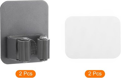 uxcell 4pcs Mop Broom Holder Wall Mount, 304 Stainless Steel Mop Holder Self Adhesive Broom Hanger with Screws, Suitable for Bathroom, Laundry Room, Grey in Saudi Arabia