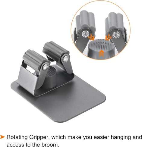 uxcell 4pcs Mop Broom Holder Wall Mount, 304 Stainless Steel Mop Holder Self Adhesive Broom Hanger with Screws, Suitable for Bathroom, Laundry Room, Grey in Saudi Arabia