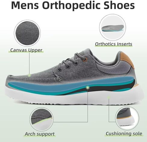 أحذية مشي مريحة لتقويم العظام للرجال من OrthoComfoot مع دعم للقوس، سهلة الارتداء كاجوال لالتهاب اللفافة الأخمصية، أحذية رياضية عصرية مقاومة للانزلاق بأربطة قابلة للتعديل لألم القدم والكعب in Saudi Arabia