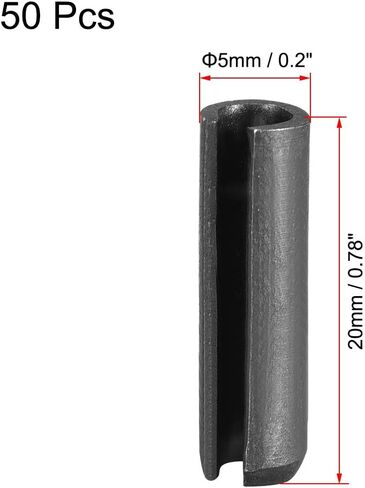 uxcell Slotted Spring Pin - 5mm x 25mm Plain Finish 65Mn Roll Assortment Kit for Small Machine Projects 50Pcs in Saudi Arabia