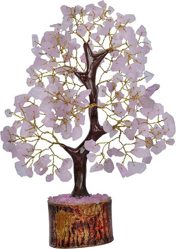 Roae Quartz Tree - Chakra Tree of Life - Rose Quartz Tree - Feng Shui Tree - Crystal Bonsai Tree - Feng Shui Decor - Money Tree Crystal - Pink Desk Decor - Spiritual Gifts for Women in Kuwait