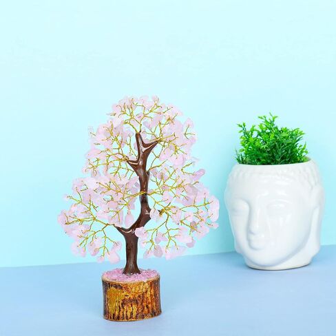 Roae Quartz Tree - Chakra Tree of Life - Rose Quartz Tree - Feng Shui Tree - Crystal Bonsai Tree - Feng Shui Decor - Money Tree Crystal - Pink Desk Decor - Spiritual Gifts for Women in Kuwait
