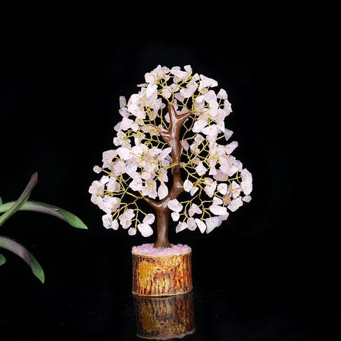 Roae Quartz Tree - Chakra Tree of Life - Rose Quartz Tree - Feng Shui Tree - Crystal Bonsai Tree - Feng Shui Decor - Money Tree Crystal - Pink Desk Decor - Spiritual Gifts for Women in Kuwait