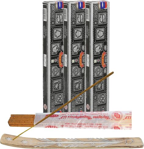 Satya Super Hit Incense Sticks, Satya sai baba Insenses 15gmx3 (45 gm) pack with Raajsee Incense holder Bundle, Satya Nag champa Natural Incense in Kuwait