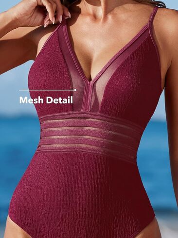 CUPSHE Women's One Piece Swimsuit Plunging V Neck Bathing Suit Mesh Cutout Crisscross O Ring Adjustable Straps High Cut in Saudi Arabia