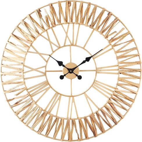 The Novogratz Seagrass Round Wall Clock with Weaving Design, 31" x 2" x 31", Gold in Saudi Arabia