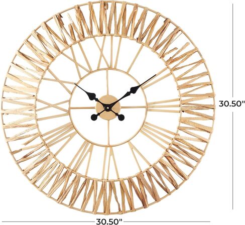 The Novogratz Seagrass Round Wall Clock with Weaving Design, 31" x 2" x 31", Gold in Saudi Arabia
