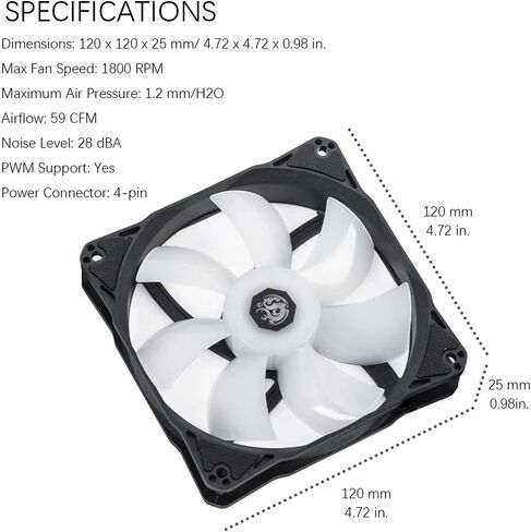 Bitspower Notos 120mm Case Fan, DRGB Computer Fan PWM PC Cooling Fan LED High Airflow Desktop Silent Cooler 1800 RPM w/PWM Fan Hub Digital RGB Controller (3 Pack) in Saudi Arabia