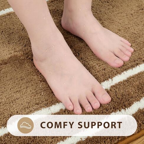 Uphome Bathroom Rugs Sets 3 Piece, Modern Black and White Bathroom Mat Set Non Slip Machine Washable, Soft Absorbent Bath Mat Set with U Shaped Toliet for Tub, Shower in Kuwait