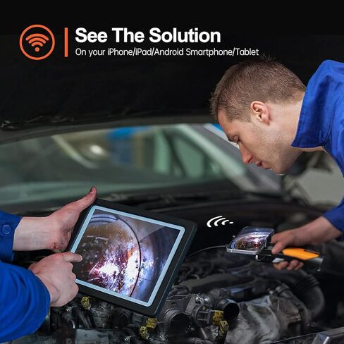 كاميرا فحص لاسلكية من تيسلونج، كاميرا على شكل ثعبان بمنظار 1080 بكسل مع 7 مصابيح LED وعدسة 0.28 بوصة فيديو عالي الدقة وكاميرا فحص IP67 مقاومة للماء in Kuwait